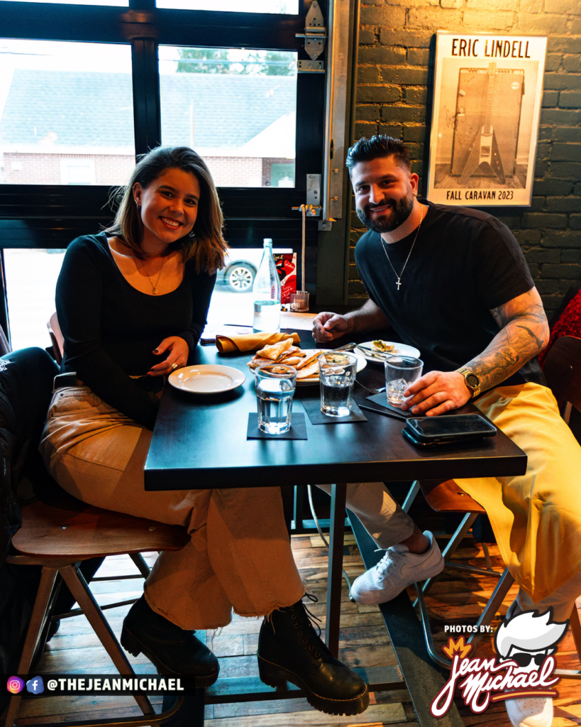 Attractive couple enjoying dinner at Milestone during the speed dating event. 